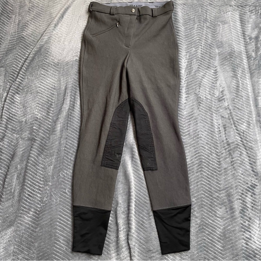 TuffRider Ribb Knee Patch Riding Breeches Jodhpurs‎ Charcoal Gray 28